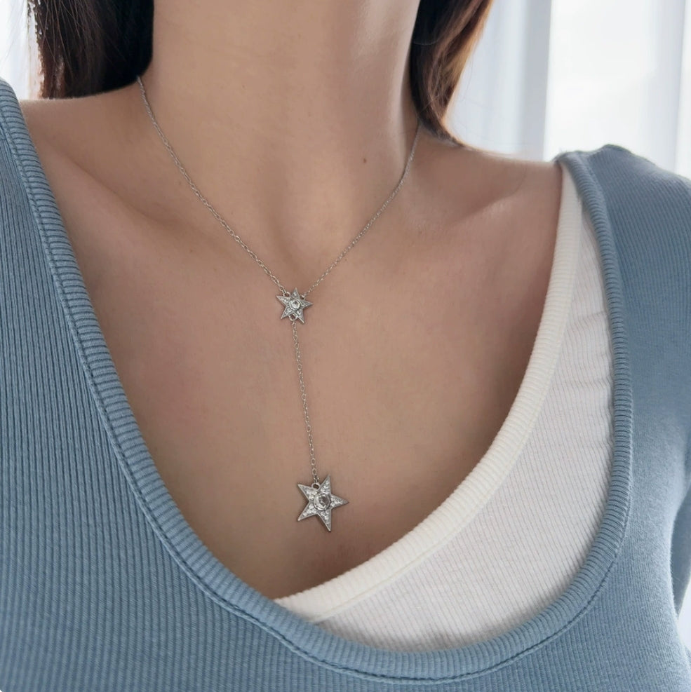 Stack butterfly zircon clavicle chain comet tassel necklace