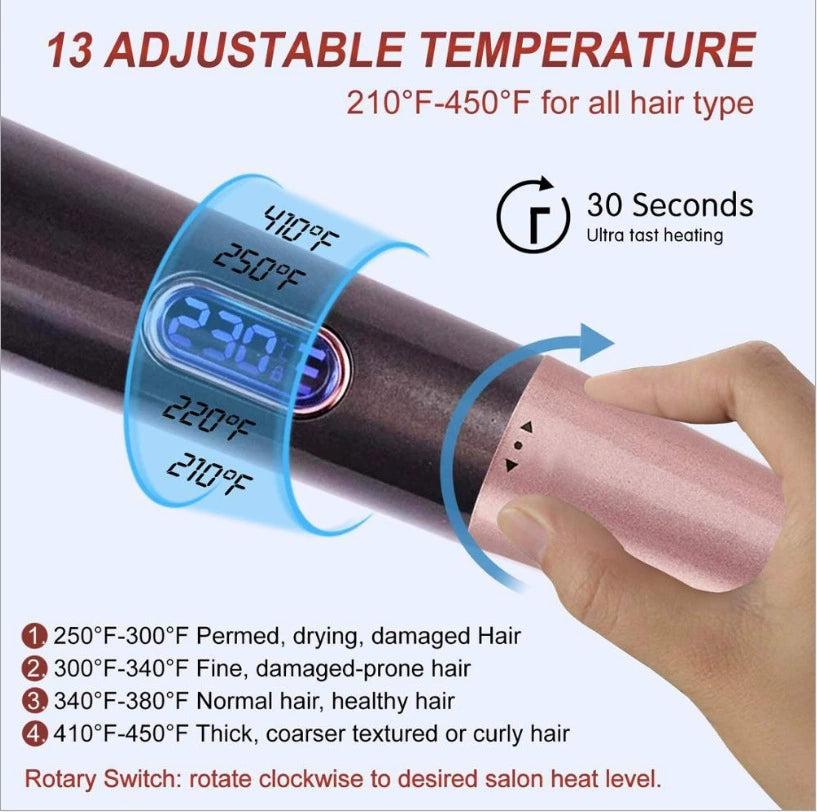 Hair straightener rotates the beveled curling iron